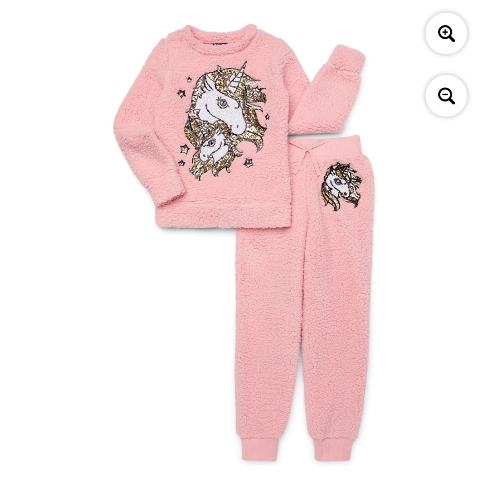 Miss Chievous Girls Pink Shearling 2 PC Jogging Set Size 7/8 NWT